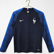 2018 France Home Retro Long Sleeve Soccer Jersey