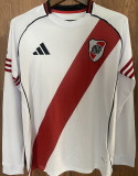 2025/26 River Plate Home White Long Sleeve Fans Soccer Jersey