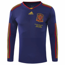 2010 Spain Away Royal Blue Long Sleeve Retro Soccer Jersey (长袖)
