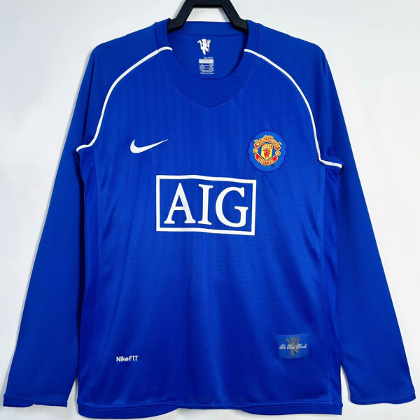2007/08 M Utd Blue GK Retro Long Sleeve Soccer Jersey