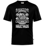 2025 Santos Black Cotton Retro Style T-Shirt