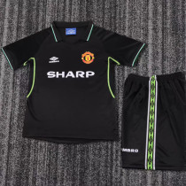 1998/1999 M Utd Away Black UCL Version Retro Kids Soccer Jersey