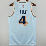 2025 Spurs FOX #4 Light Blue City Edition NBA Jerseys