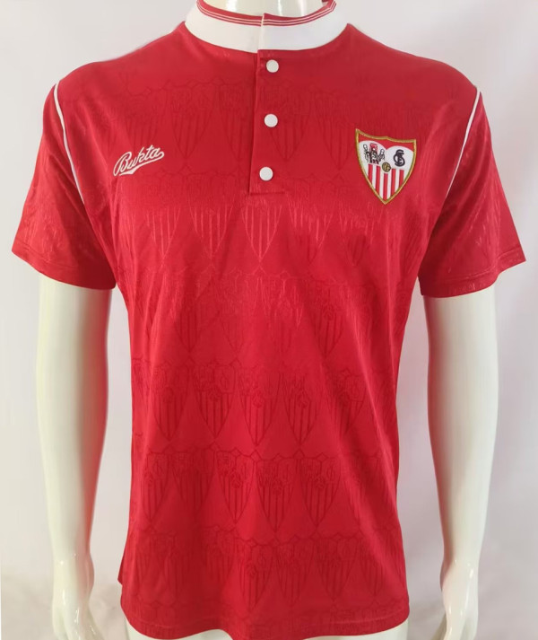 1991/92 Sevilla FC Away Red Retro Soccer Jersey