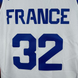 2024 Team FRANCE WEMBANYAMA #32 White NBA Jersey