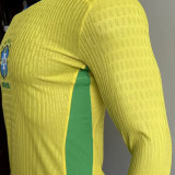 2025/26 Brazil Home Yellow Player Version Long Sleeve Soccer Jersey
