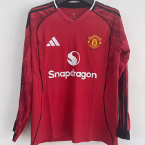 2025/26 M Utd Home Fans Long Sleeve Soccer Jersey