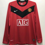 2009/10 M Utd Home Red Long Sleeve Retro Soccer Jersey