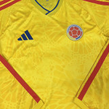 2026/27 Colombia Home Yellow Fans Long Sleeve Soccer Jersey