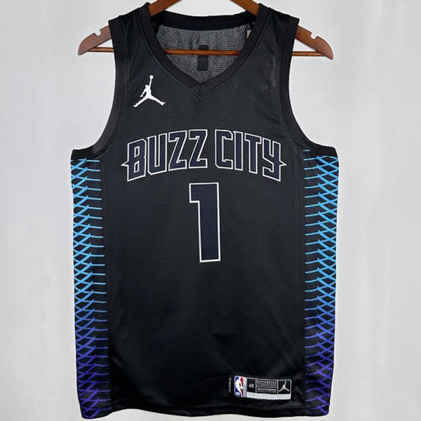 2018 Hornets BALL #1 Black City Edition NBA Jerseys
