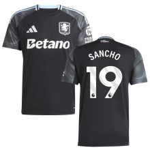SANCHO #19 Aston Villa Away Black Fans Soccer Jersey 2025/26 (League Font 联赛字体 ) ★★