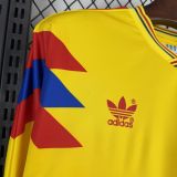 1990 Colombia Home Yellow Retro Long Sleeve Soccer Jersey
