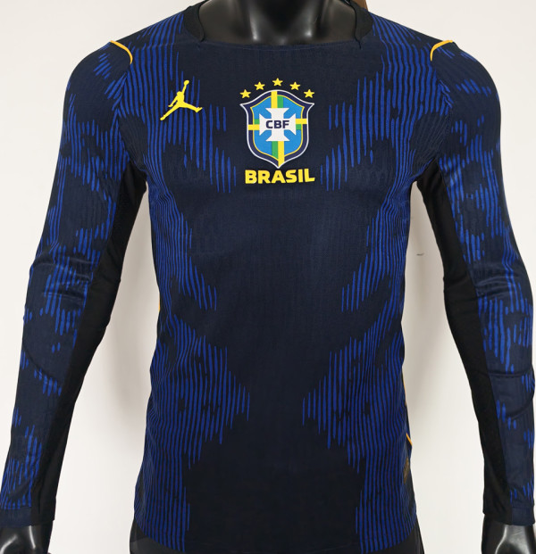2026/27 Brazil Away Blue Player Version Long Sleeve Soccer Jersey