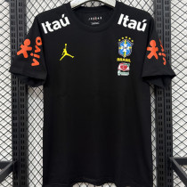 2026/27 Brazil x JD Black Casual Pure Cotton T-Shirt 肩膀字白色