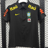 2026/27 Brazil Black Casual Pure Cotton POLO T-Shirt 肩膀字黄色