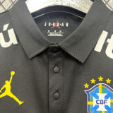 2026/27 Brazil Black Casual Pure Cotton POLO T-Shirt 肩膀字白色