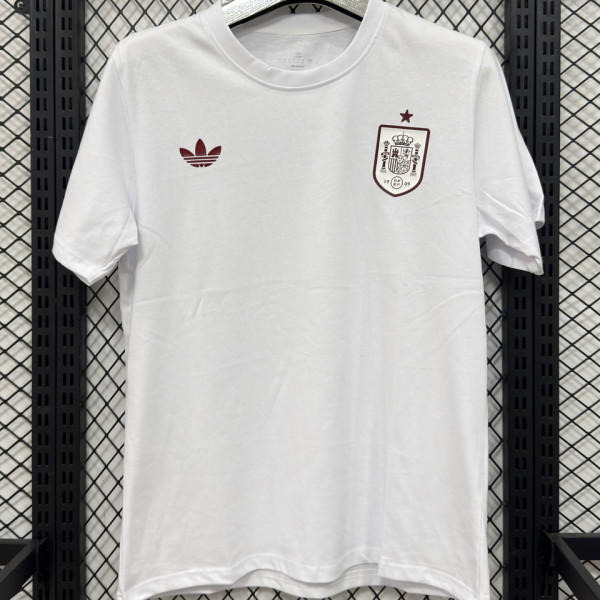 2026/27 Spain White Casual Pure Cotton T-Shirt   T293