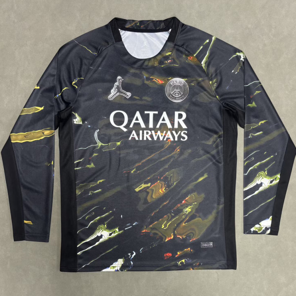 2026 PSG Dark Night Edition Black Fans Long Sleeve Soccer Jersey