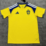 2026/27 Sweden Home Yellow Fans Soccer Jersey (Have Right Patch 有右臂章 黑底白字）