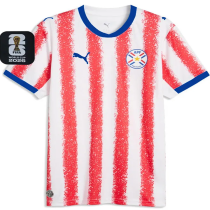 2026/27 Paraguay Home Red White Fans Soccer Jersey (Have Right Patch 有右臂章 黑底白字）