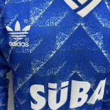 1989/1990 Karlsruher SC Away Blue Retro Long Sleeve Jersey 卡尔斯鲁厄