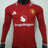 2026/27 M Utd Home Red Player Version Long Sleeve Soccer Jersey