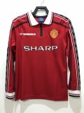 Retro Manchester United Home Long sleeve 1:1 Quality Soccer Jersey  1998-1999