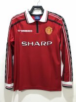 Retro Manchester United Home Long sleeve 1:1 Quality Soccer Jersey  1998-1999