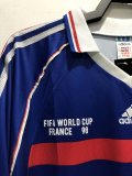 Retro France Home Long Sleeve 1:1 Quality Soccer Jersey  1998
