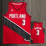 Trail Blazers McCOLLUM #３Jordan Red Top Quality Hot Pressing NBA
