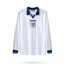 Retro England Home Long Sleeve 1:1 Quality Soccer Jersey  1996-1997
