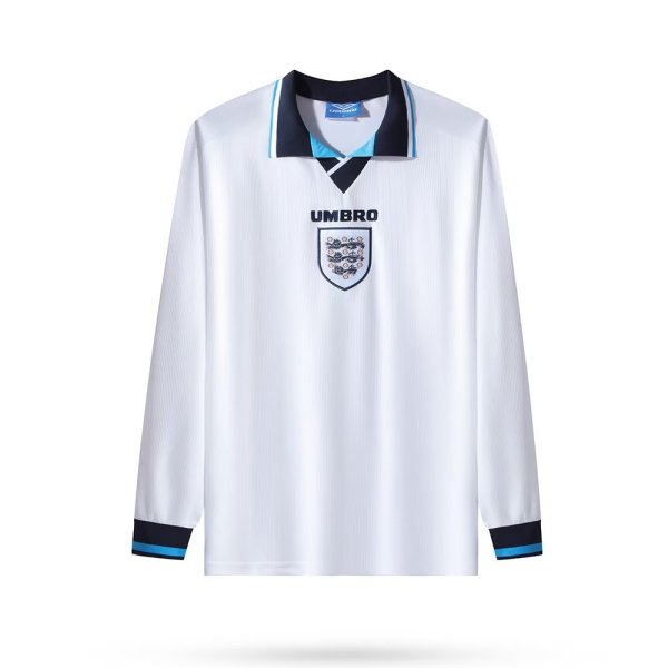 Retro England Home Long Sleeve 1:1 Quality Soccer Jersey  1996-1997