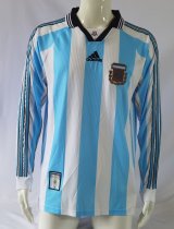 Retro Argentina Home Long Sleeve  1:1 Quality Soccer Jersey  1998