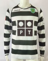 Retro Sporting Lisbon Long sleeve Home 1:1 Quality Soccer Jersey  2001-2003