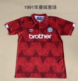 Retro Manchester City Away 1:1 Quality Soccer Jersey  1991
