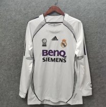 Retro Real Madrid Home  Long Sleeve  1:1 Quality Soccer Jersey  2006-2007