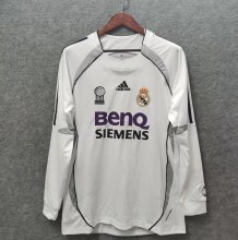Retro Real Madrid Home  Long Sleeve  1:1 Quality Soccer Jersey  2006-2007