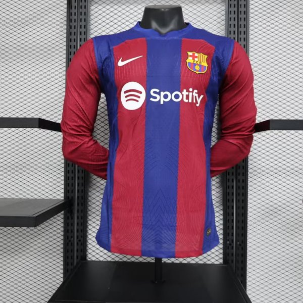 Barcelona Home  Long Sleeve Player  1:1 Quality Soccer Jersey    23-24
