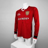 Retro  Manchester United Home Long Sleeve Champions League 1:1 Quality Soccer Jersey  1999-2000