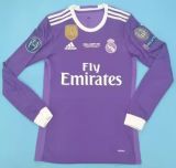 Retro Real Madrid Away Long sleeve   1:1 Quality Soccer Jersey    2016-2017