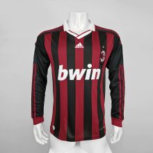 Retro AC Home Long Sleeve1:1 Quality Soccer Jersey  2009-2010