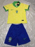 Brazil Home Kids 1:1 Quality Soccer Jersey  24-25