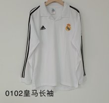 Retro Real Madrid Home Long Sleeve  1:1 Quality Soccer Jersey  2001-2002