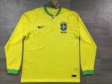 Brazil Away  Long Sleeve  Fans  1:1 Quality Soccer Jersey   22-23