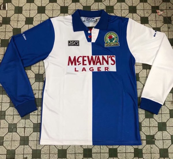 Retro Blackburn Long Sleeve Home Fans 1:1 Quality Soccer Jersey  1994-1995