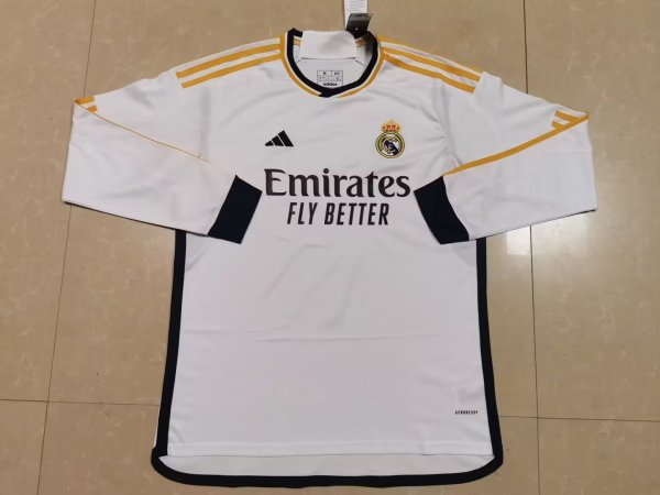 Real Madrid  Home Long Sleeve  Fans  1:1 Quality Soccer Jersey    23-24