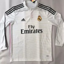 Retro Real Madrid Home Long Sleeve  1:1 Quality Soccer Jersey    2014-2015