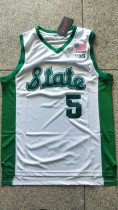 NBA Michigan Spartans #5 white university shirt