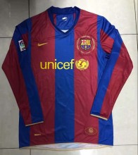 Retro  Barcelona Home Long sleeve  1:1 Quality Soccer Jersey  2007-2008