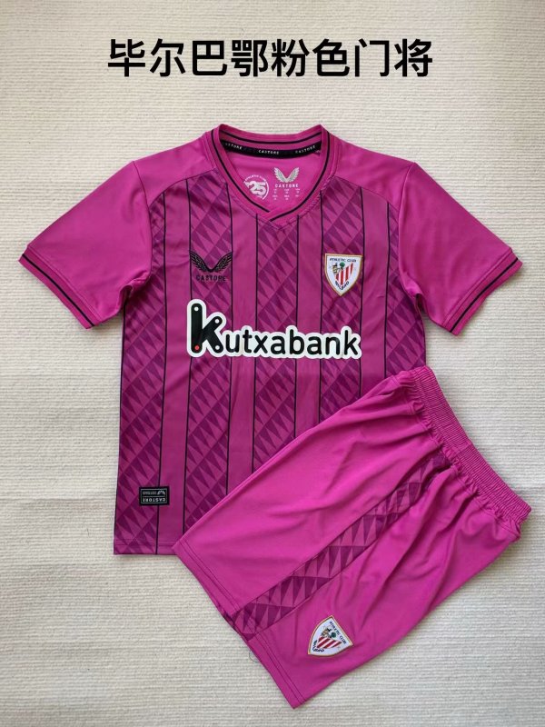 Athletic Bilbao goalkeeper pink  kids  1:1 Quality Soccer Jersey   23-24